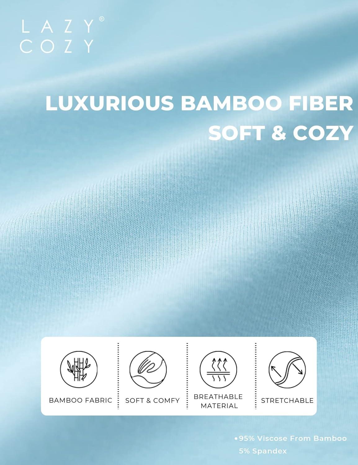 imageLazyCozy Womens Pajama Sets Viscose from Bamboo Pj Set Short Sleeve Top with Capri Pants Sleepwear 2 Piece Lounge SetAzure