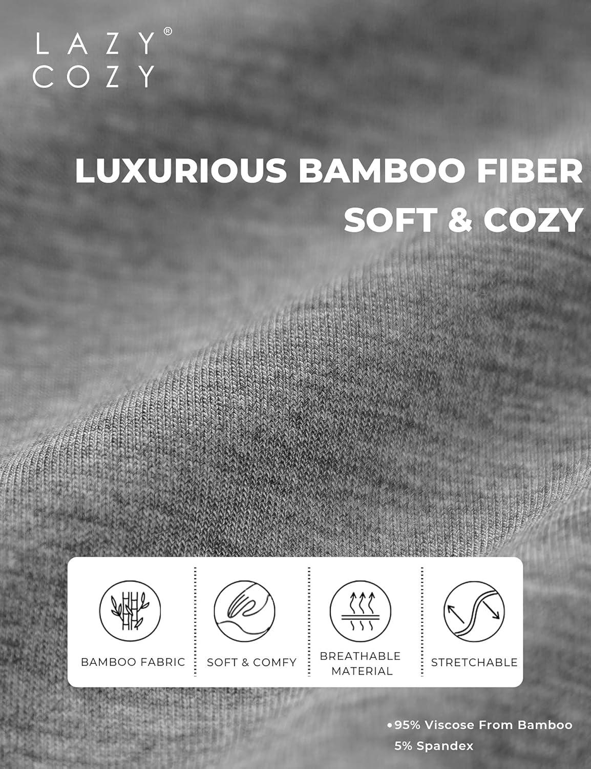 imageLazyCozy Womens Pajama Sets Viscose from Bamboo Pj Set Short Sleeve Top with Capri Pants Sleepwear 2 Piece Lounge SetHeather Grey