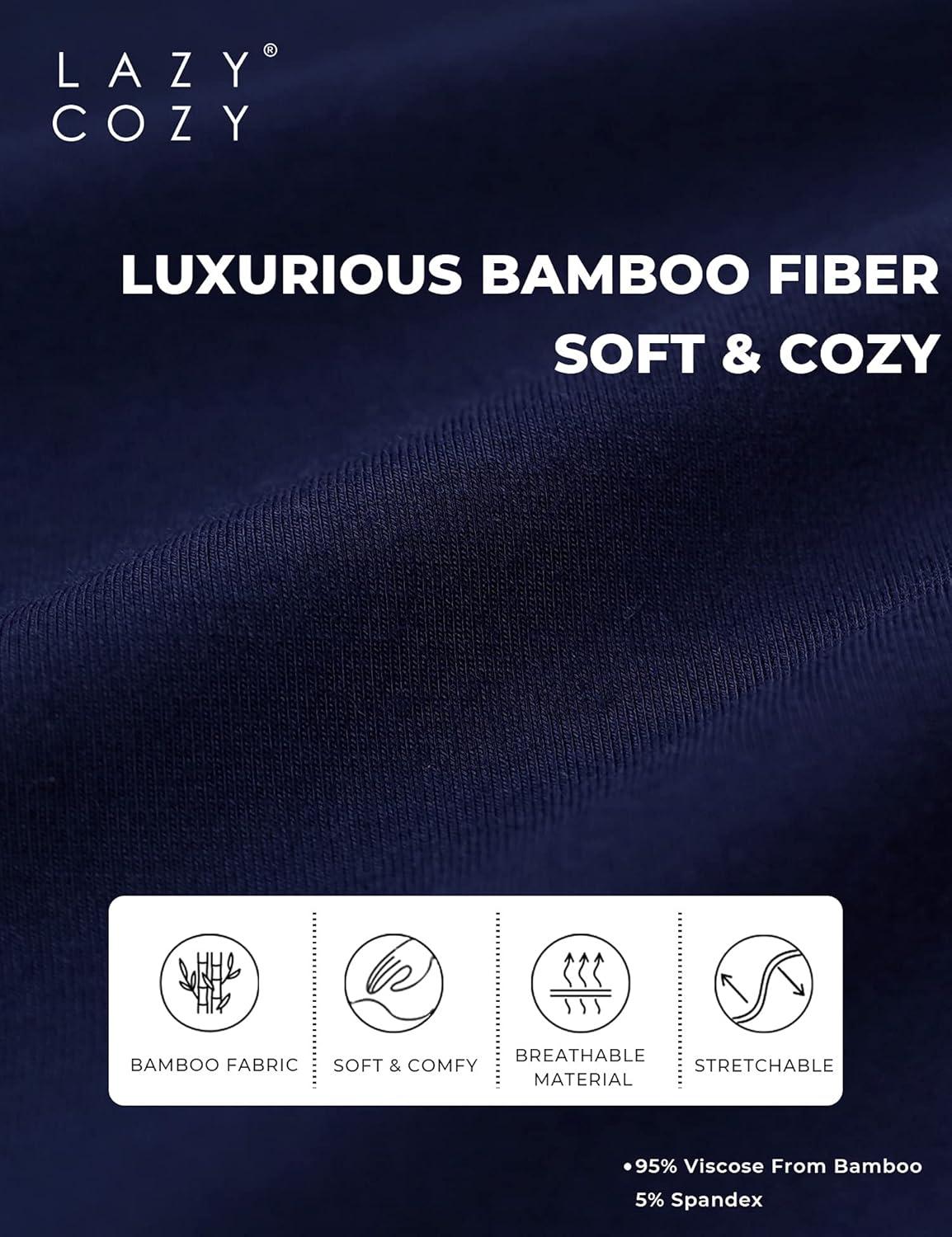 imageLazyCozy Womens Pajama Sets Viscose from Bamboo Pj Set Short Sleeve Top with Capri Pants Sleepwear 2 Piece Lounge SetNavy