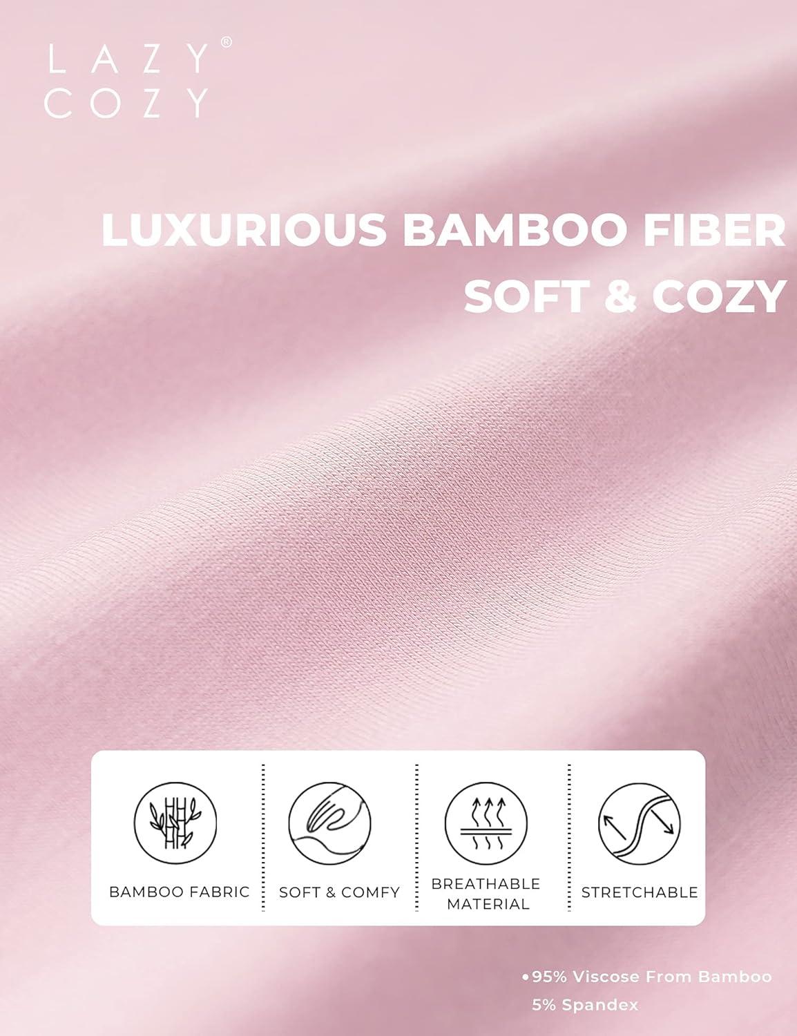 imageLazyCozy Womens Pajama Sets Viscose from Bamboo Pj Set Short Sleeve Top with Capri Pants Sleepwear 2 Piece Lounge SetPink