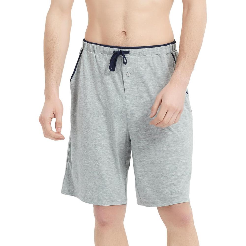 imageGYS Mens Bamboo Viscose Pajama Shorts Soft Comfy Knit Sleepwear Shorts with Pockets