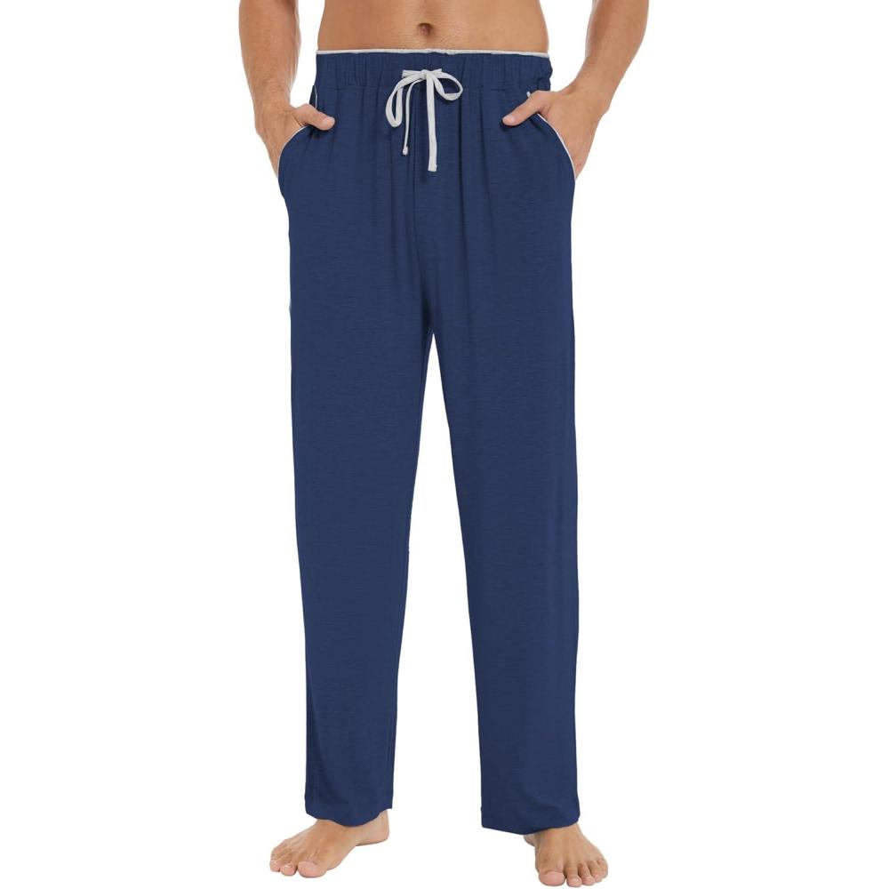 imageGYS Mens Pajama Pants Viscose Made from Bamboo Soft Lounge Pants with Pockets Tall Sleep Pj Bottoms