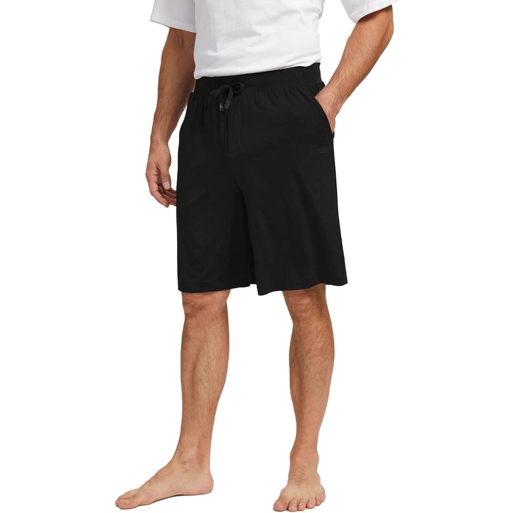 imageGYS Mens Sleep Shorts Bamboo Viscose Soft Comfy Pajama Bottoms with Drawstring and PocketsBlack
