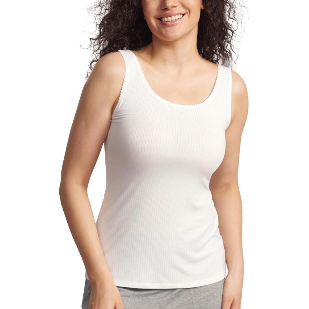 imageGYS Women Tank Top Bamboo Viscose CoolBreathable Comfort CloudSoft Casual Sleeveless Pajama TopsWhite