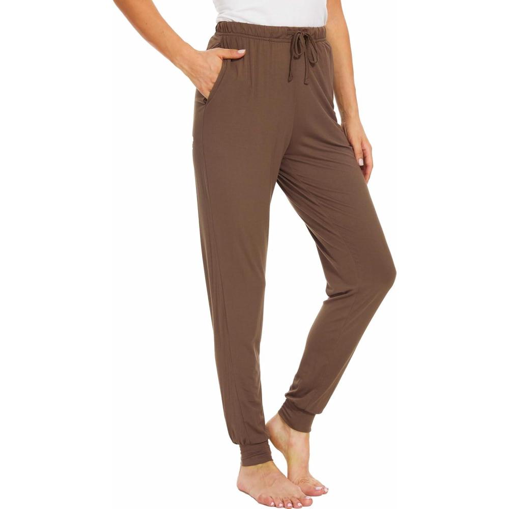 imageGYS Womens Pajama Pants Viscose Made from Bamboo Joggers Pants with Pockets Comfy Lounge Sleep Pants Pj BottomsBrown