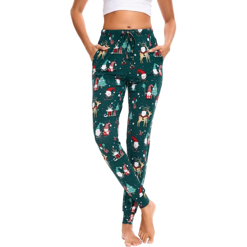 imageGYS Womens Pajama Pants Viscose Made from Bamboo Joggers Pants with Pockets Comfy Lounge Sleep Pants Pj BottomsChristmas Green