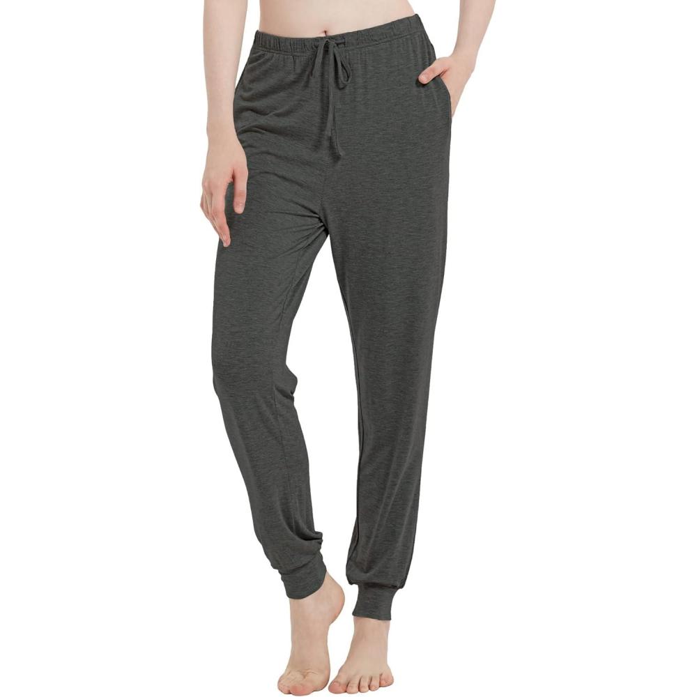 imageGYS Womens Pajama Pants Viscose Made from Bamboo Joggers Pants with Pockets Comfy Lounge Sleep Pants Pj BottomsDark Heather Grey
