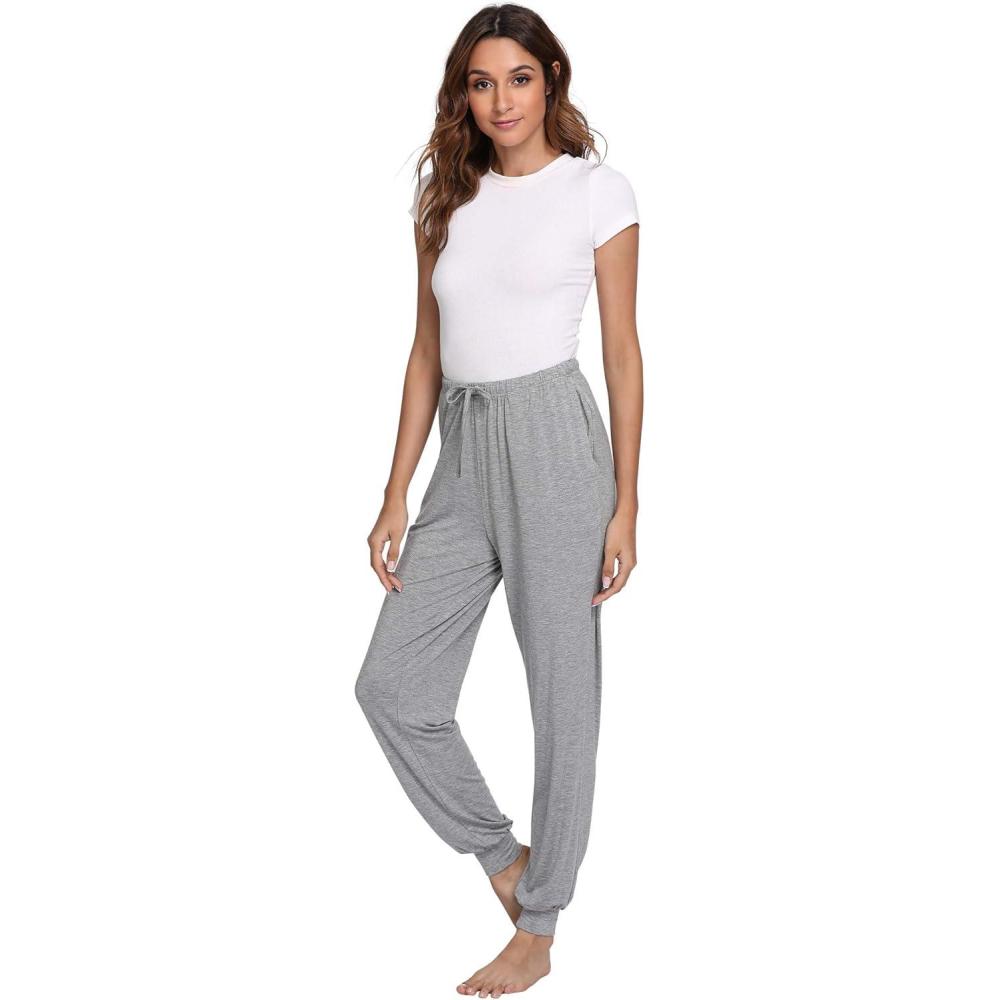 imageGYS Womens Pajama Pants Viscose Made from Bamboo Joggers Pants with Pockets Comfy Lounge Sleep Pants Pj BottomsHeather Grey