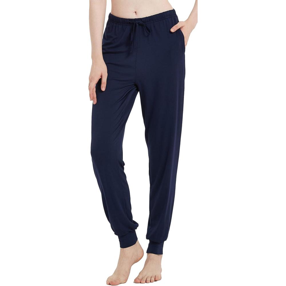 imageGYS Womens Pajama Pants Viscose Made from Bamboo Joggers Pants with Pockets Comfy Lounge Sleep Pants Pj BottomsNavy