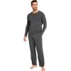 GYS Bamboo Viscose Men’s Pajama Sets 2 Piece Long Sleeve Sleep Set with Pockets(Charoal)