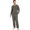 GYS Bamboo Viscose Men’s Pajama Sets 2 Piece Long Sleeve Sleep Set with Pockets(Greyish Green)