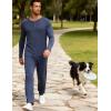 GYS Bamboo Viscose Men’s Pajama Sets 2 Piece Long Sleeve Sleep Set with Pockets(Midnight Blue)