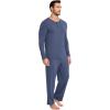 GYS Bamboo Viscose Men’s Pajama Sets 2 Piece Long Sleeve Sleep Set with Pockets(Midnight Blue)