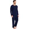 GYS Bamboo Viscose Men’s Pajama Sets 2 Piece Long Sleeve Sleep Set with Pockets(Navy)