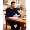 GYS Bamboo Viscose Men’s Pajama Sets 2 Piece Long Sleeve Sleep Set with Pockets(Navy)