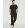 GYS Bamboo Viscose Men’s Pajama Sets Short Sleeve Solid Color Soft Lounge Set(Black)