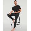 GYS Bamboo Viscose Men’s Pajama Sets Short Sleeve Solid Color Soft Lounge Set(Black)