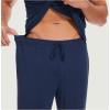 GYS Bamboo Viscose Men’s Pajama Sets Short Sleeve Solid Color Soft Lounge Set(Deep Blue)