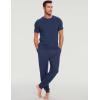 GYS Bamboo Viscose Men’s Pajama Sets Short Sleeve Solid Color Soft Lounge Set(Deep Blue)