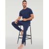 GYS Bamboo Viscose Men’s Pajama Sets Short Sleeve Solid Color Soft Lounge Set(Deep Blue)