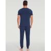 GYS Bamboo Viscose Men’s Pajama Sets Short Sleeve Solid Color Soft Lounge Set(Deep Blue)