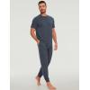 GYS Bamboo Viscose Men’s Pajama Sets Short Sleeve Solid Color Soft Lounge Set(Grayish Blue)