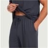 GYS Bamboo Viscose Men’s Pajama Sets Short Sleeve Solid Color Soft Lounge Set(Midnight Blue)