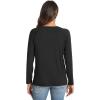 GYS Bamboo Viscose Pajama Tops for Women Long Sleeve Tees Crew Neck Sleep Shirt(Black)