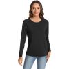 GYS Bamboo Viscose Pajama Tops for Women Long Sleeve Tees Crew Neck Sleep Shirt(Black)