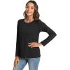 GYS Bamboo Viscose Pajama Tops for Women Long Sleeve Tees Crew Neck Sleep Shirt(Black)