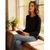 GYS Bamboo Viscose Pajama Tops for Women Long Sleeve Tees Crew Neck Sleep Shirt(Black)