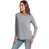 GYS Bamboo Viscose Pajama Tops for Women Long Sleeve Tees Crew Neck Sleep Shirt(Heather Grey)