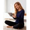 GYS Bamboo Viscose Pajama Tops for Women Long Sleeve Tees Crew Neck Sleep Shirt(Navy)