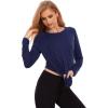 GYS Bamboo Viscose Pajama Tops for Women Long Sleeve Tees Crew Neck Sleep Shirt(Navy)