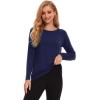 GYS Bamboo Viscose Pajama Tops for Women Long Sleeve Tees Crew Neck Sleep Shirt(Navy)