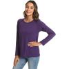GYS Bamboo Viscose Pajama Tops for Women Long Sleeve Tees Crew Neck Sleep Shirt(Purple)