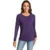GYS Bamboo Viscose Pajama Tops for Women Long Sleeve Tees Crew Neck Sleep Shirt(Purple)