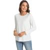 GYS Bamboo Viscose Pajama Tops for Women Long Sleeve Tees Crew Neck Sleep Shirt(White)