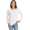 GYS Bamboo Viscose Pajama Tops for Women Long Sleeve Tees Crew Neck Sleep Shirt(White)