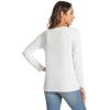 GYS Bamboo Viscose Pajama Tops for Women Long Sleeve Tees Crew Neck Sleep Shirt(White)