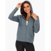 GYS Full Zip Up Hoodies for Women Bamboo Viscose Lightweight Hooded Sweatshirt with Pocket Casual Long Sleeve Terry Top(Blue Ashes)