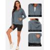 GYS Full Zip Up Hoodies for Women Bamboo Viscose Lightweight Hooded Sweatshirt with Pocket Casual Long Sleeve Terry Top(Blue Ashes)
