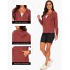GYS Full Zip Up Hoodies for Women Bamboo Viscose Lightweight Hooded Sweatshirt with Pocket Casual Long Sleeve Terry Top(Brick Red)