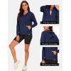 GYS Full Zip Up Hoodies for Women Bamboo Viscose Lightweight Hooded Sweatshirt with Pocket Casual Long Sleeve Terry Top(Navy)