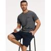 GYS Men’s Short Sleeve Shirts Soft Bamboo-derived Viscose Casual Crew Neck Pajama Top(Dark Heather Grey)
