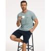 GYS Men’s Short Sleeve Shirts Soft Bamboo-derived Viscose Casual Crew Neck Pajama Top(Light Greyish Green)