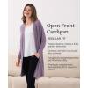 GYS Open Front Cardigan for Women, Bamboo Viscose Lightweight Womens Cardigan with Pocketes, Long Sleeve Casual Relaxed Coat(Violet)