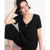 GYS Pajama Sets for Women Soft Bamboo Viscose Short Sleeve Top with Capri Pants 2 Piece Sleepwear(Black)