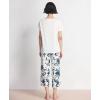 GYS Pajama Sets for Women Soft Bamboo Viscose Short Sleeve Top with Capri Pants 2 Piece Sleepwear(Blue Rose)
