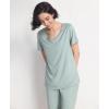 GYS Pajama Sets for Women Soft Bamboo Viscose Short Sleeve Top with Capri Pants 2 Piece Sleepwear(Light Greyish Green)